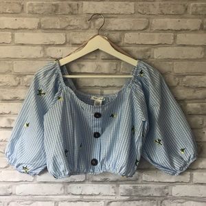 Miley + Molly Striped Off the Shoulder Top Sz L